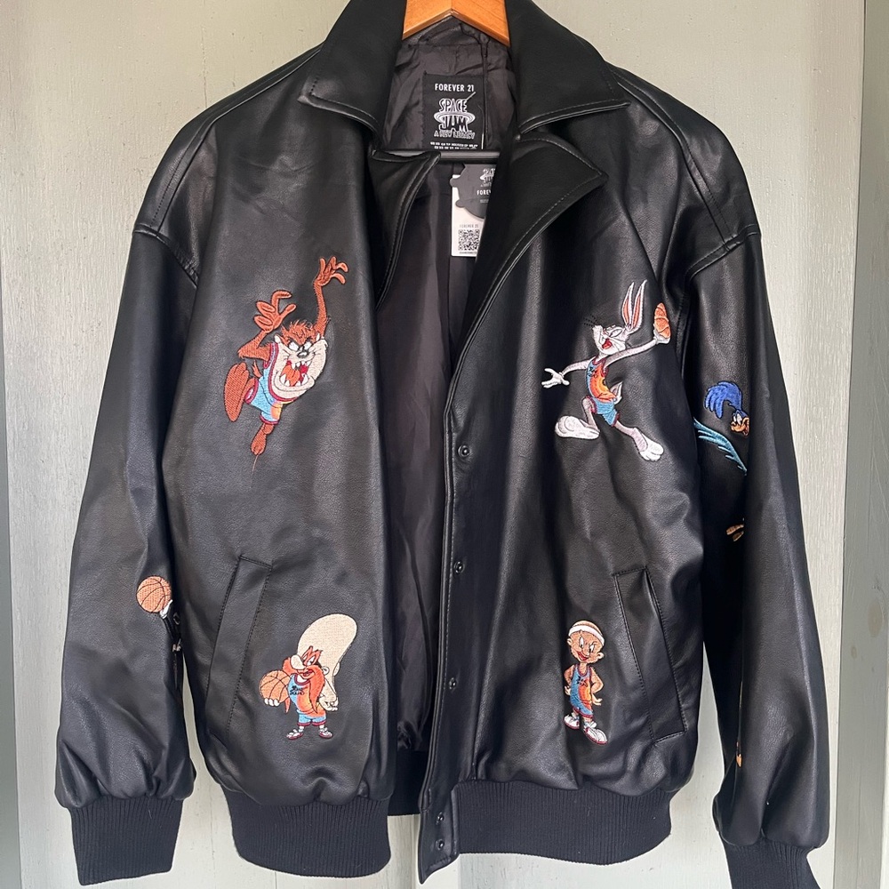 Forever 21 Black Cartoon Bomber Jacket